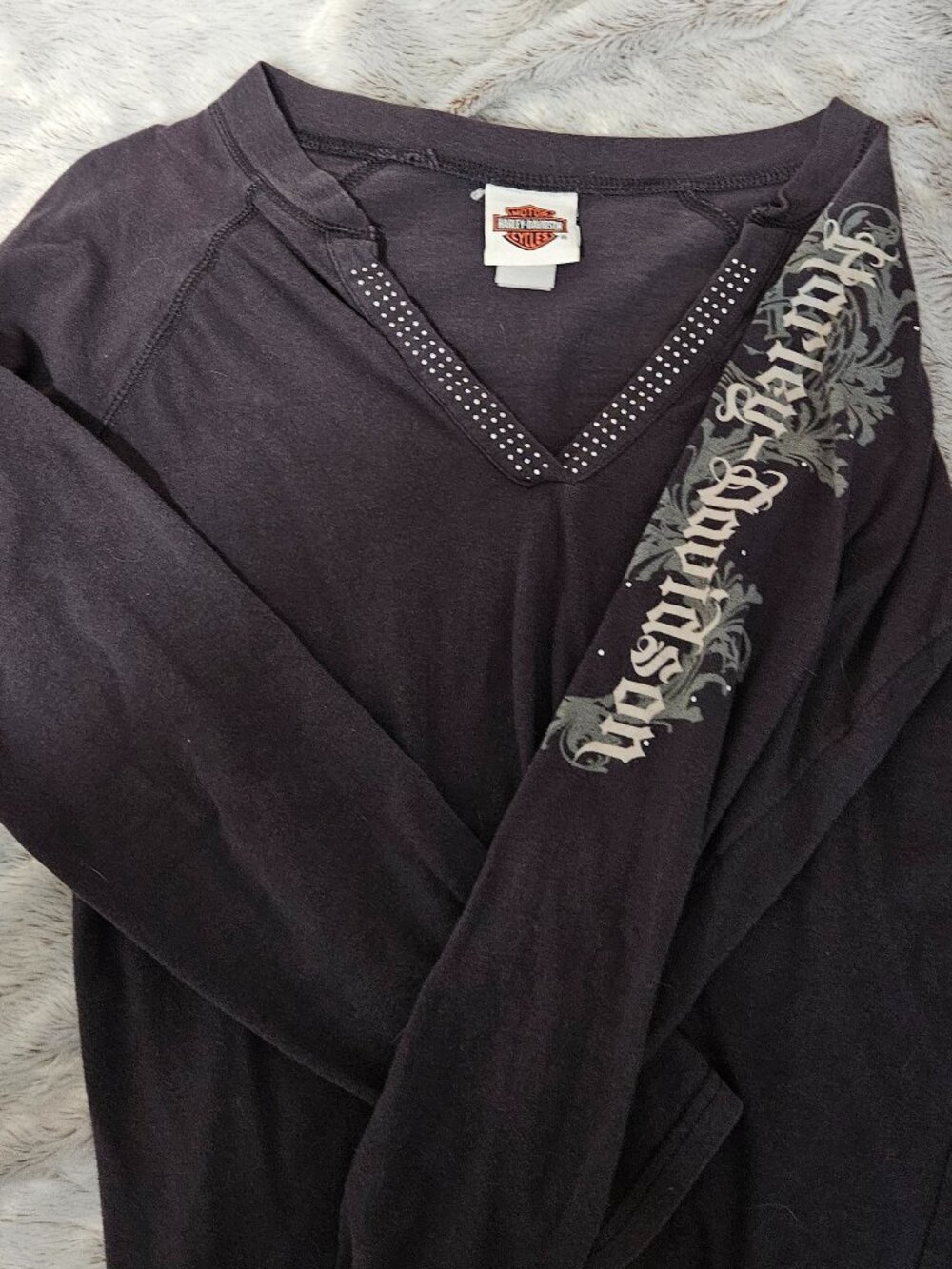 Women's Harley Davidson Long Sleeve Tee, Sequins size M  {#94-5}